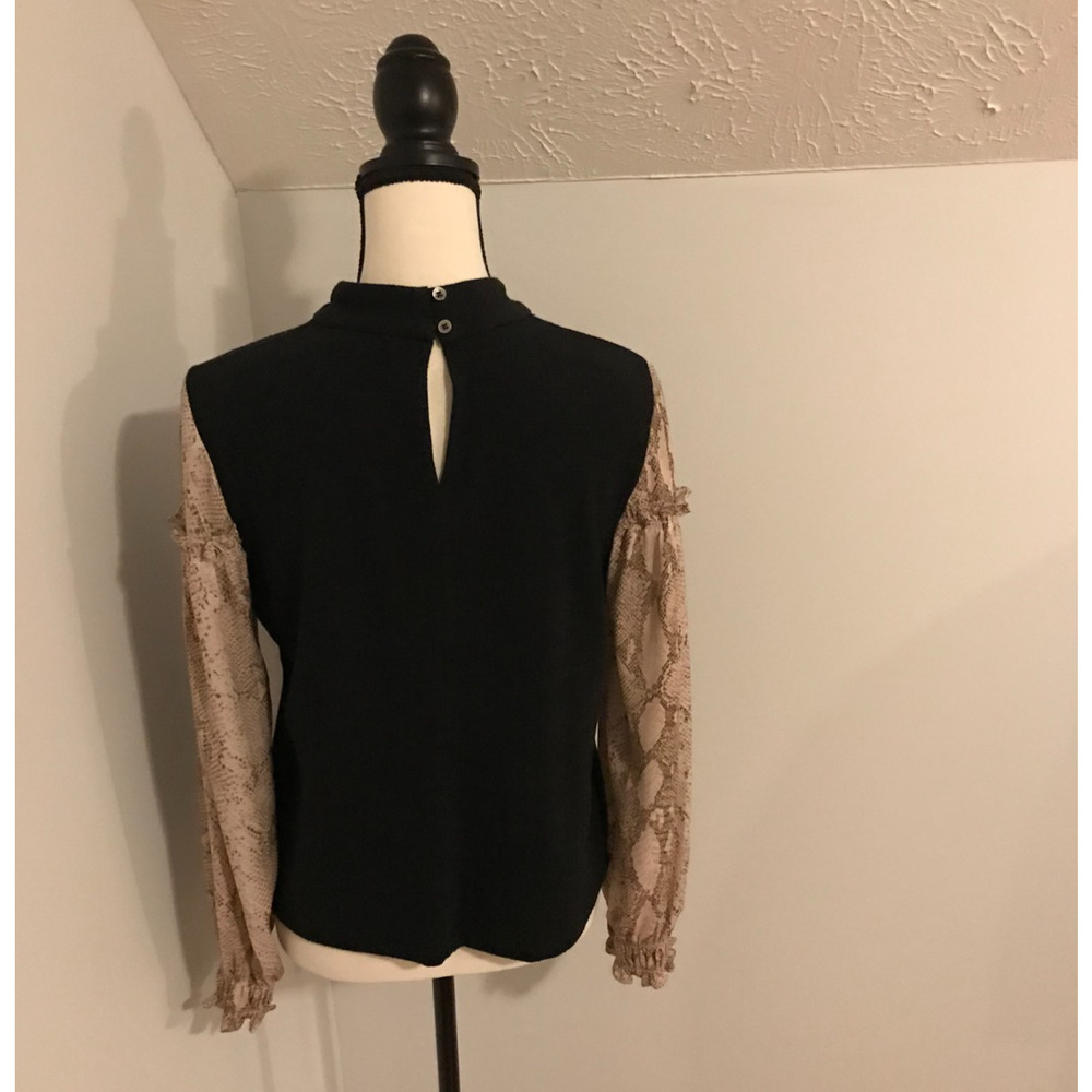 Anthro Current Air Snakeskin Print Mixed Media Top S Lightweight Boho Chic - Picture 4 of 11